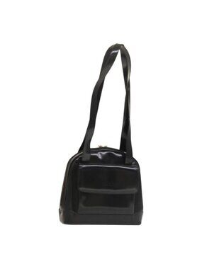 Authentic GUCCI Shoulder Bag Patent leather Black Gold